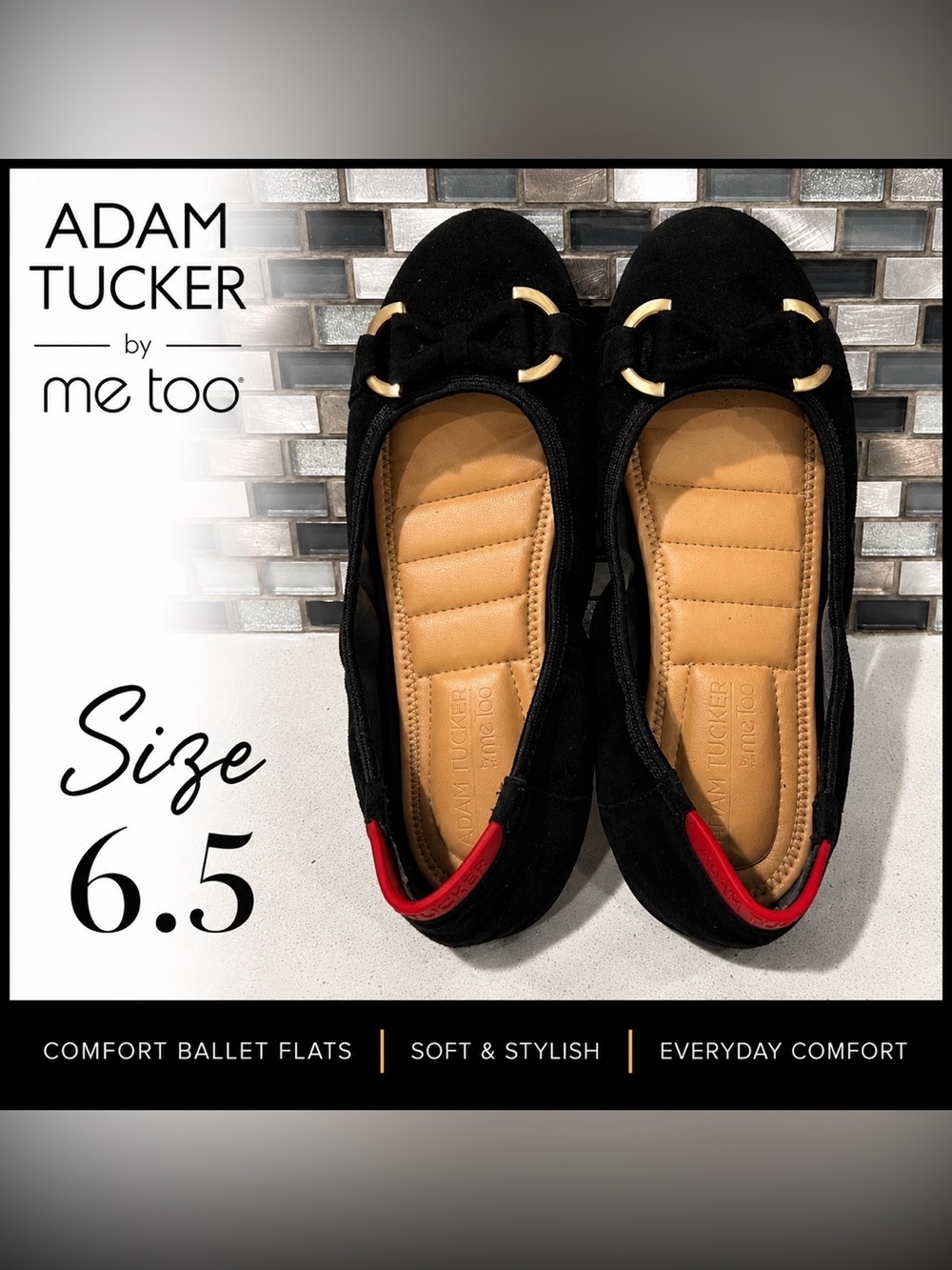 ADAM TUCKER by me too women Kelly 14 women black ballet flats/size 6.5